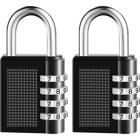 2er-pack Kombinierter 4-stelliger Zahlenschloss, Wasserdichtes Außenschloss Für Schulschließfächer, Sportschränke, Zäune, Werkzeugkästen, Türen, Koffer Und Aufbewahrung (schwarz)