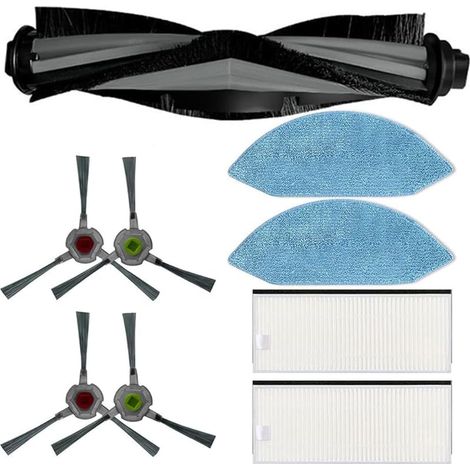 Ersatzteile Für Ecovacs Deebot Ozmo U2 U2 Pro Saugroboter, 1 Hauptbürste + 2 Seitenbesen + 4 Seitenbürsten + 2 Hepa-filter