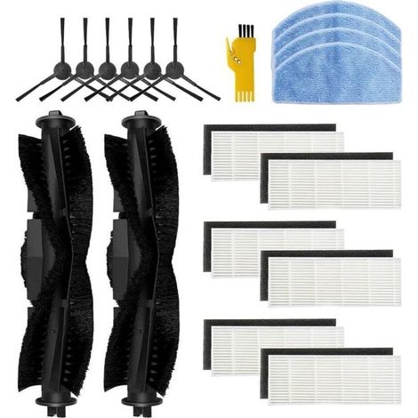 Zubehörset Für Tikom G8000 Pro Saugroboter, Ersatzteile 18er-pack: 2 Hauptbürsten, 6 Filter, 6 Seitenbürsten, 4 Wischtücher
