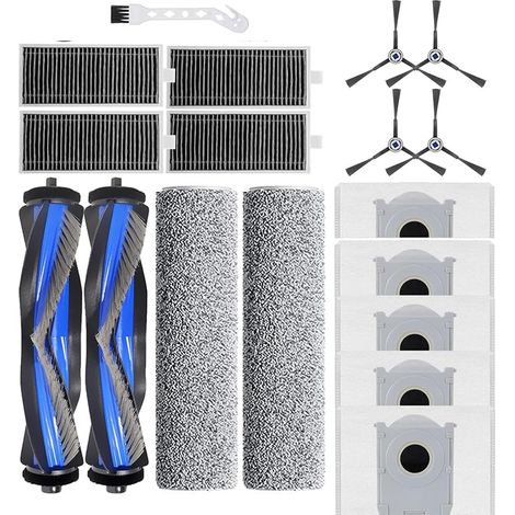 Ersatzteile Kompatibel Mit Ecovacs Deebot X8 Pro Omni/x8 Omni Saugroboter, 2 Hauptbürsten, 4 Seitenbürsten, 4 Hepa-filter, 2 Walzenwischtücher, 5 Staubbeutel