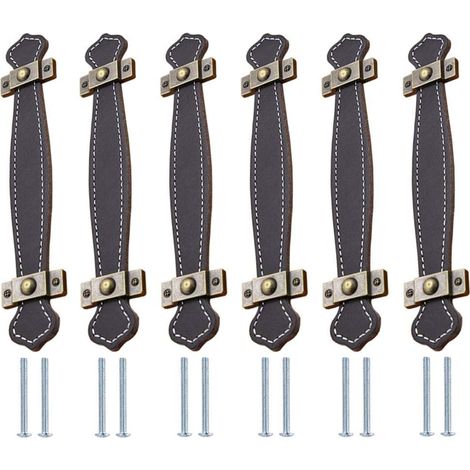 6-teiliges Ledergriff-set, Möbelgriffe Aus Leder, Türgriff, Schubladengriffe Aus Leder, Schrankgriff Für Küche Und Türen, Schwarz