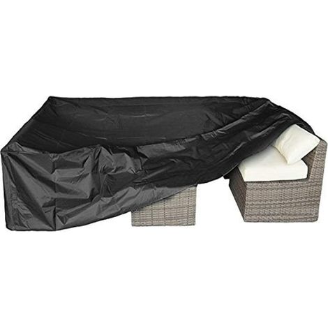 Schwarze Wasserdichte Tischdecke, 200x160x70 Cm, Kombination Aus Outdoor-tischabdeckung Mit Sonnenschutz Und Sofahusse.