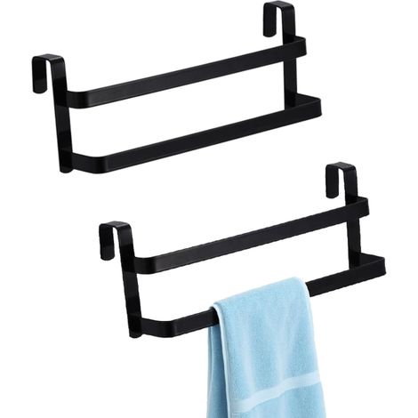 Doppelschichtiger Handtuchhalter Zum Aufhängen An Einem Möbelstück, 2er-set Edelstahlstangen Zum Aufhängen Von 2 Handtüchern (schwarz)