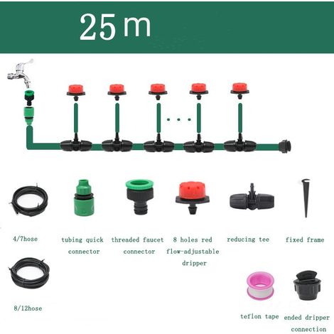 Kit Tropfbewässerung, Automatisches Bewässerungssystem Diy Mit Mikro-sprinkler Und 25 M Schlauch, Für Garten, Gewächshaus, Gemüsegarten Und Rasen