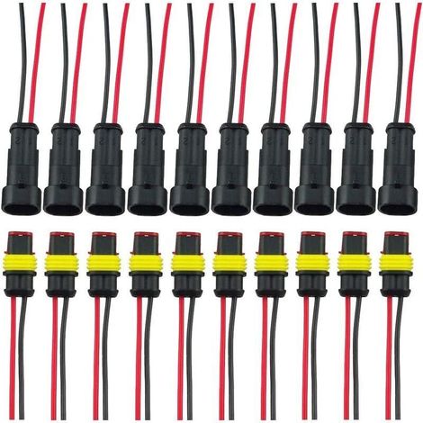 Fiche Étanche, Elektrische Steckverbinder (männlich Und Weiblich), Awg Wasserdichter Elektrischer Verbinder (10 Kits Mit 2-poligen Kabeln)