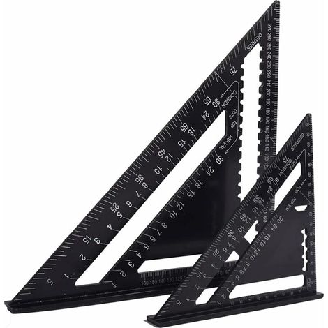 Equerre Tischler Multifunktions 18cm Und 30cm, Metall Dreieck Aluminium Lineal Winkel Anschlag Führung Winkelmesser Winkel 45 90 Grad/werkzeug Zimmermann
