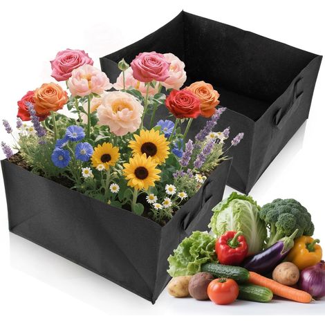 Erhöhte Gartensäcke Aus Stoff – 2er-pack Pflanzsäcke, Vlies-pflanzbehälter Mit Griffen Für Den Anbau Von Gemüse, Kräutern, Blumen Und Paprika Im Freien