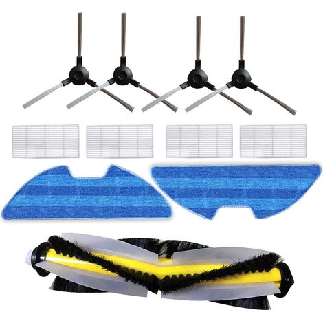Hauptbürste, 2 Reinigungstücher, 4 Hepa-filter Und 4 Ersatz-seitenbürsten Für Proscenic 811gb Und 911se Zubehör (vslam-811gb Und Vslam-911se).