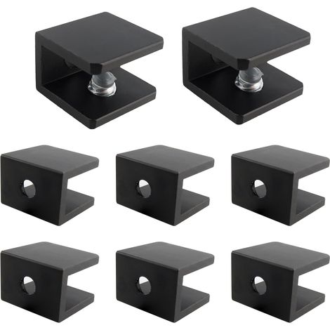 8er-set Verstellbare Quadratische Glasregalhalter Für 5–8 Mm Dickes Holz/glas, Ersatzteile Für Badezimmerregal, Schwarz