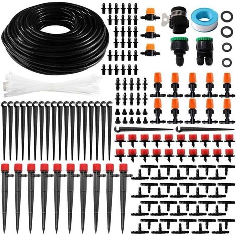 202-teiliges 4/6 Mm Tropfbewässerungs-set, 25 M Bewässerungsschlauch, Bewässerungssystem Mit Geraden Steckverbindern, T-stücken Und Endstopfen Für Garten Und Pflanzen