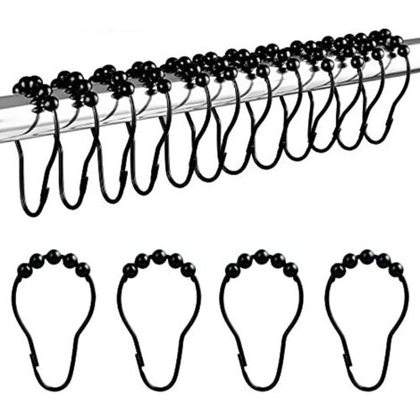 Edelstahl-duschringe (12 Stück, Schwarz)