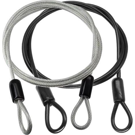 2 Stück Stahlseil Mit Ösen, Robustes Kabel Mit Schlaufe, Diebstahlschutz, Kabelschloss, Edelstahlseil, Rostfrei, Für Gartenmöbel, Terrassenmöbel, Fahrrad (100 Cm)