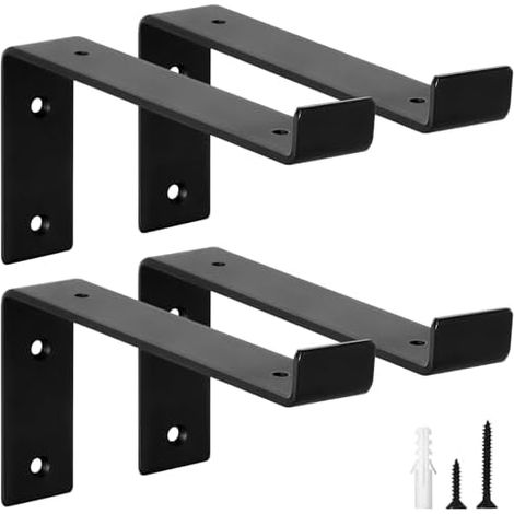 4er-set Verstärkte Metall-winkel Für Wandregale Mit Kante, 50 Kg Traglast, 5 Mm Dicke Wandhalterung, Robuste Metallecke, Langlebige Schwarze Regalwinkel 20 Cm