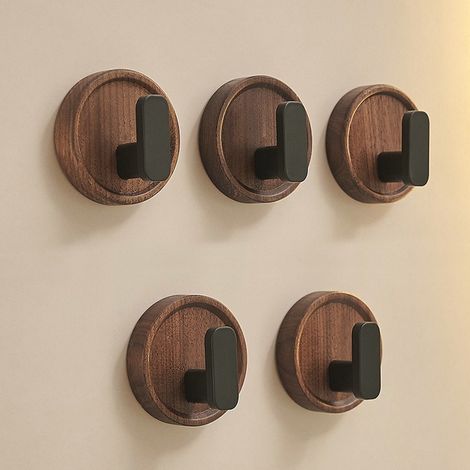 Massivholz-haken, Schwarz, Haken Für 5-türige Hecktür, Selbstklebende Haken, Klebefreie Kleiderhaken, Multifunktionale Haken