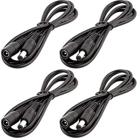 4 Stück 1 M Dc 12v Verlängerungskabel, Dc-stecker 5,5 Mm X 2,1 Mm, Dc 0-36 V Stromkabel, Elektrisches Verlängerungskabel, Stecker Auf Buchse, Für Automonitore, Cctv-kameras, Led-streifen, Schwarz
