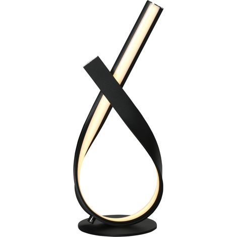 Moderne Design-tischlampe – Spiralförmige Design-tischleuchte – Maße: 21l X 15b X 43h Cm – Schwarzaluminium, Warmweißes Led-licht