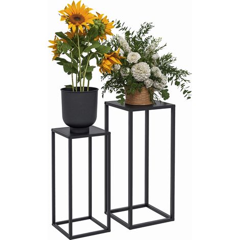 Set Aus 2 Einbaubaren Blumentopfhaltern In 2 Verschiedenen Höhen, 58,5 Und 65 Cm - Schwarzer Stahl