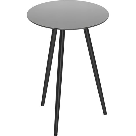 Kleiner Runder Couchtisch, Beistelltisch, Tischplatte Aus Gehärtetem Glas, Konische Füße, Stahlrahmen, Ø 40 X 50 Cm, Schwarz