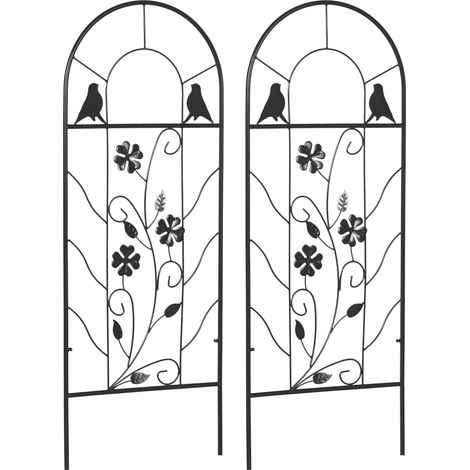 Gartenzaun 2er-set Rankhilfe Für Kletterpflanzen Aus Metall - 38 X 98 Cm Schwarz