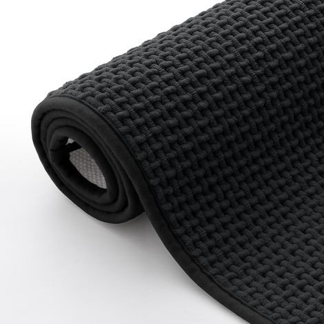 Chenille-badematte 40 X 60 Cm, Weich, Rutschfest, Waschbar, Saugfähig, Für Badezimmer, Dusche, Badewanne, Bodenmatte 40 X 60 Cm, Schwarz