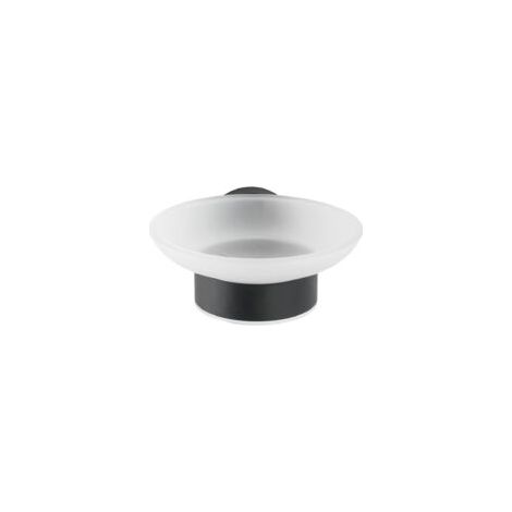 Wandseifenspender Bosio Black, Runder Seifenspender Zur Wandmontage, Edelstahl - Satiniertes Glas, 11x5,5x13 Cm, Mattschwarz