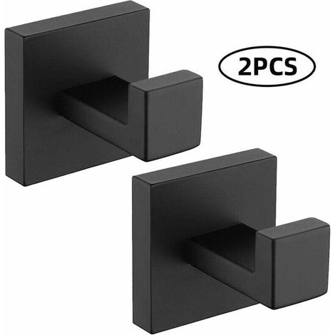 2er-set Wandhaken Aus Edelstahl 304, Schwarz, Ideal Zum Aufhängen Von Handtüchern Und Anderen Accessoires Im Badezimmer.
