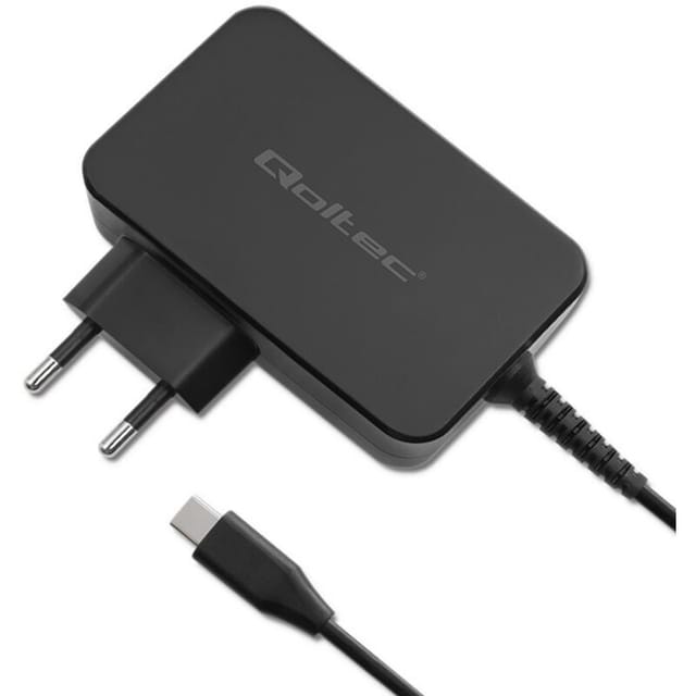 Qoltec GaN POWER PRO Ladegerät 1xUSB-C 100W 5-20V 3-5A Laptop Smartphone Schwarz