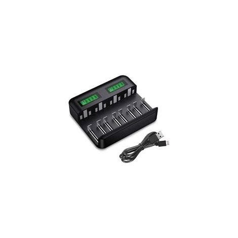 Universelles Lcd-ladegerät, Ladegerät Für Wiederaufladbare Aa/hr6-, Aaa/hr3-, C/hr14- Und D/hr20-batterien (ni-mh/nicd) Mit Micro-usb-eingang, Ladegerät 9008 Mit Batteriedetektionstechnologie