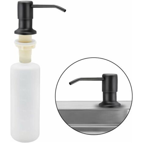 Spender Für Küchenspüle, Integrierter Edelstahl-reinigungsmittelspender 350 Ml, Nachfüllbarer Seifenspender Mit 360°-drehpumpe (mattschwarz)