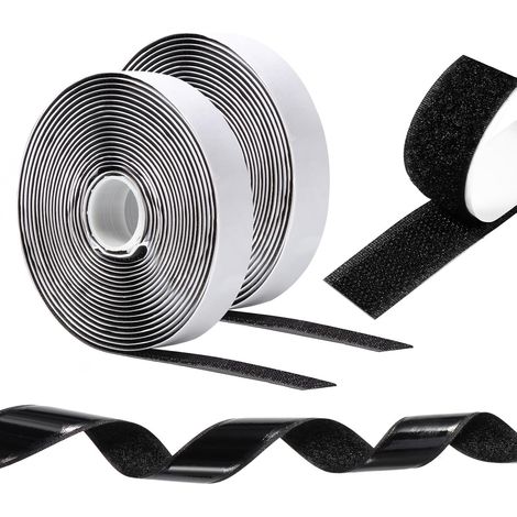 Doppelseitiges Klettband 10 M X 20 Mm, Starkes Selbstklebendes Klettband, Klettband-rollen Für Bilderrahmen, Fliegengitter, Teppiche, Heimwerken - Schwarz