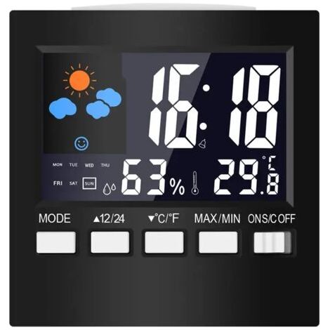 Digitales Lcd-thermometer, Wetterstation, Uhr Und Wecker, Kalender, Hygrometer, Temperatur Und Luftfeuchtigkeit Für Zu Hause