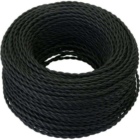 Textilkabel 10 M, Retro Geflochtenes Hanfseil-kabel 2x0,75 Mm², 2-adrig Verdrillt, Für Diy Hängelampe/schwarz