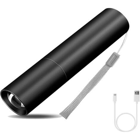 Wiederaufladbare Usb-led-taschenlampe, 3 Beleuchtungsmodi, Wasserdichte Mini-taschenlampe Mit Hoher Leistung Und Zoomfunktion, Taktische Taschenlampe Für Camping, Arbeit, Radfahren Und Notfälle (schwa