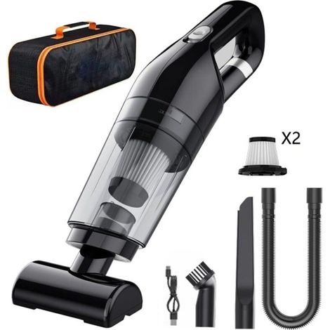 Handstaubsauger, Kabelloser Autostaubsauger, Diverses Zubehör, Aufbewahrungsbeutel, Für Zuhause, Auto, Tisch, 100w Tragbar, 1000pa - Schwarz, Zwei Filter