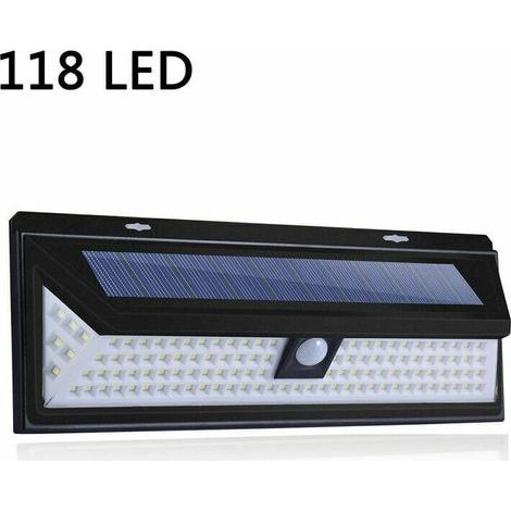 Solarleuchte Mit 118 Leds – 1000 Lumen Beleuchtung Mit Pir-bewegungsmelder – Wasserdicht Ip65 Für Die Außeninstallation