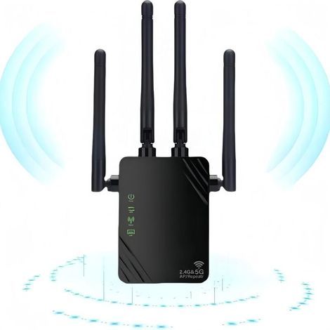 Wifi-repeater, 2024 Neuer Wifi-verstärker, 1200 Mbps Wifi-verstärker, Dual-band 5 Ghz Und 2,4 Ghz Wifi-verstärker, Repeater/router/ap-modus, 4 Antennen, Ideal Für Zuhause Und Büro