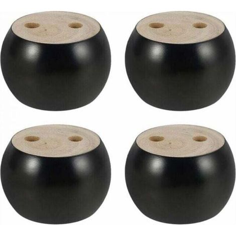 Satz Von 4 Runden Holzmöbelfüßen, 5 Cm Hoch, Für Sofa, Bett, Sessel, Schrank, Mit Schrauben Und Klebestreifen (schwarz)
