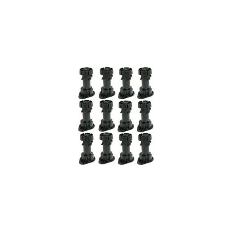 Satz Aus 12 Verstellbaren Möbelbeinen, Schrankfüße Aus Kunststoff Mit Befestigungsclip, Sockelhöhe 120 Bis 150 Mm