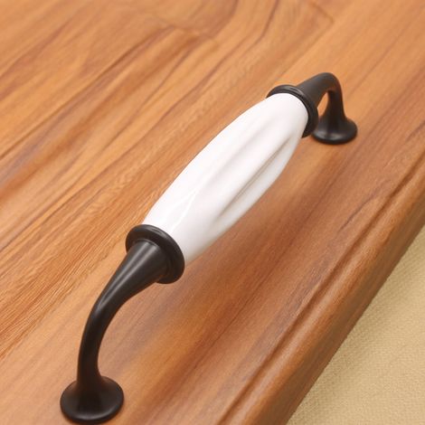 2er-set Schwarze Keramik-türgriffe, Schubladengriffe, Schranktürgriffe Für Die Küche, Lochabstand 128 Mm Mit Schrauben