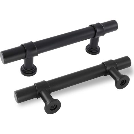 2 Matt-schwarze Griffe Für Schränke, Küchen Und Schubladen. Lochabstand: 192 Mm. Hergestellt Aus Einer Aluminium-zink-legierung. Befestigungsmaterial Enthalten.