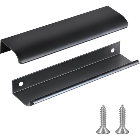 2er-set Schwarze Küchenschrankgriffe Aus Aluminiumlegierung, Lochabstand: 256 Mm, Inklusive Schrauben