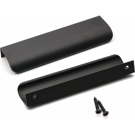 Set Aus 2 Schwarzen Küchenschrankgriffen Aus Aluminiumlegierung, Lochabstand: 96 Mm, Inklusive Schrauben