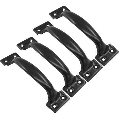Satz Von 4 Vintage Scheunentürgriffen Für Küchenschränke, Lochabstand: 101 Mm, Schwarzes Eisen