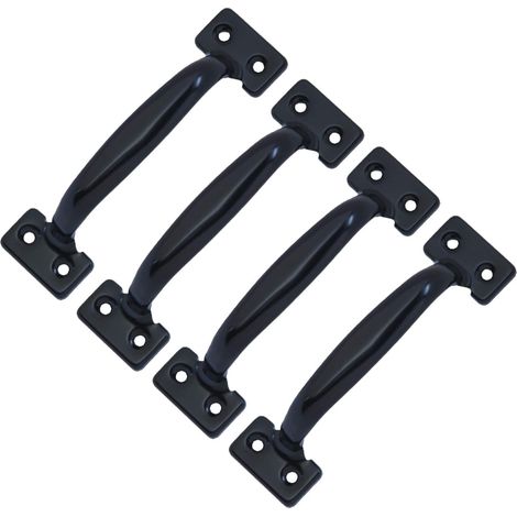 Set Aus 4 Retro Scheunentürgriffen Für Küchenschränke, Lochabstand: 82 Mm, Schwarzes Eisen