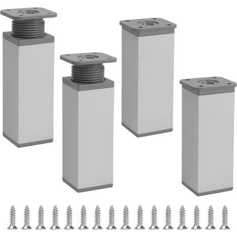 Satz Von 4 Verstellbaren Möbelbeinen, 12 Cm, Quadratisch, Aus Aluminiumlegierung, Tischbeine Mit Schrauben Für Tisch, Tv-möbel, Stuhl, Schränke, Bett, Schwarz