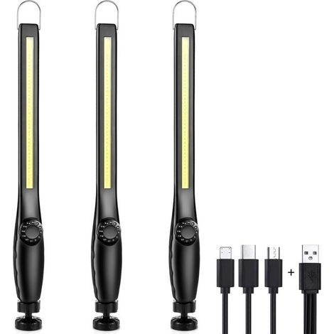 Led-arbeitsleuchte Für Mechaniker, Werkstatt- Und Baustellenlampe, Wiederaufladbar, Leistungsstarke Magnetische Garagenlampe, Tragbare Led-arbeitsleuchte Mit Magnet [3 Stück] [energieeffizienzklasse A
