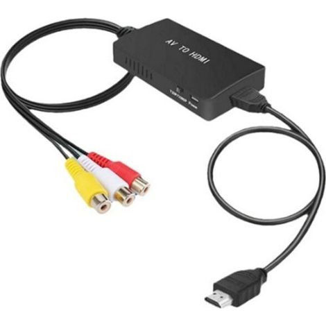 1 Noir Rca-zu-hdmi-adapter, Av-zu-hdmi-konverter, Rca-eingang, Videoausgang, Audio-adapter Für Sky/dvd/stb Zur Anzeige Auf Hdtv Zhqrca03