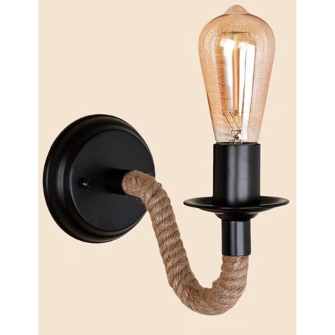 Vintage Wandlampe, Hanfseil E27 Retro Innen-wandlampe Für Flur, Loft, Schlafzimmer (ohne Glühbirne)