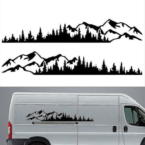 2 Stück Autoaufkleber Berg Wald Vinyl Autoaufkleber Lkw Fenster Stoßstange Autotür Aufkleber Kajak Dekorativ Vinyl Karosserieaufkleber