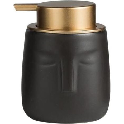 (noir) Moderner Seifenspender, Keramikflasche In Gesichtsform Mit Rostfreier Goldpumpe, Dekorativer Lotionsspender Für Badezimmer Oder Küche